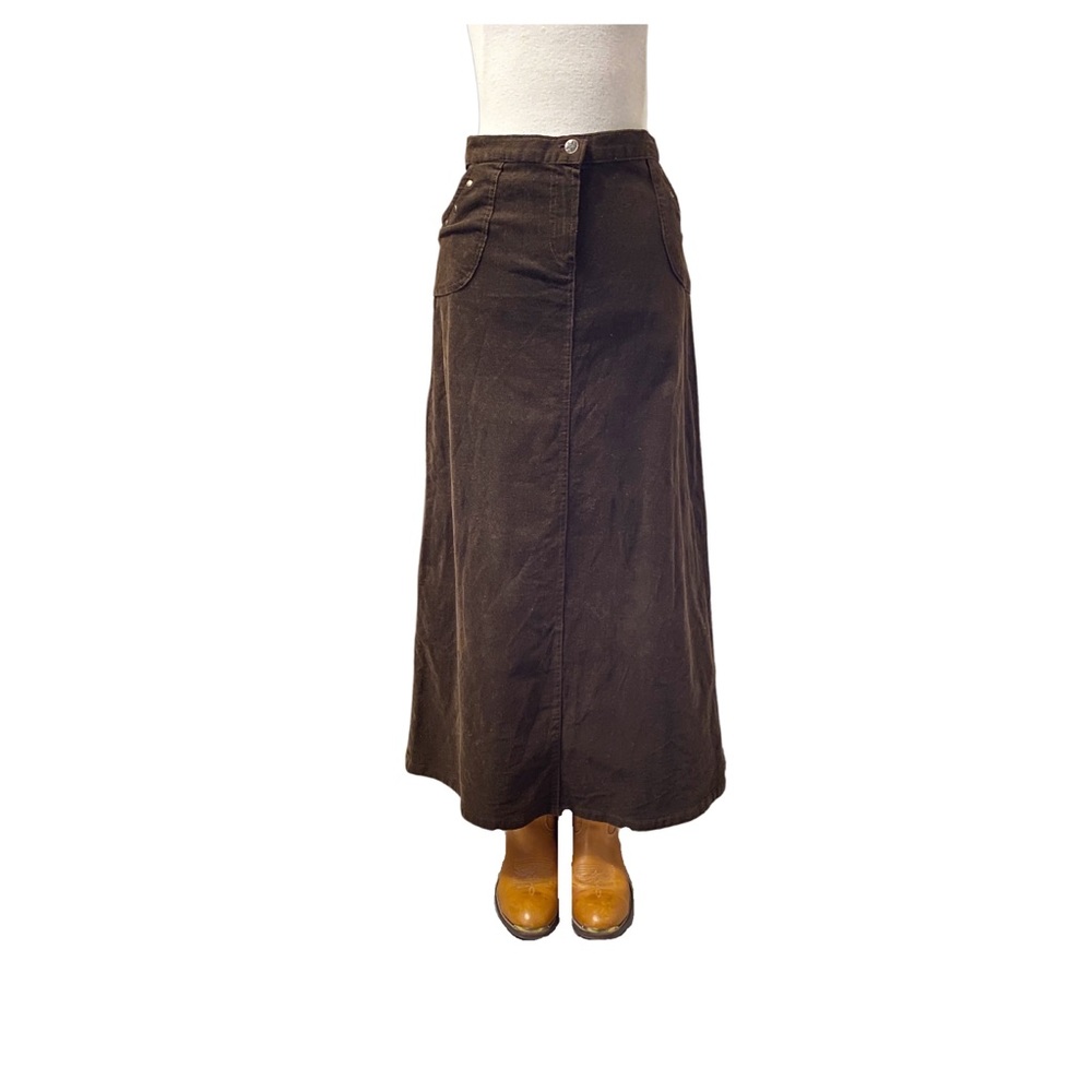 LONG BROWN CORD SKIRT